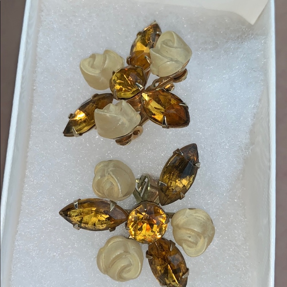 Bejewels clip on earrings signed